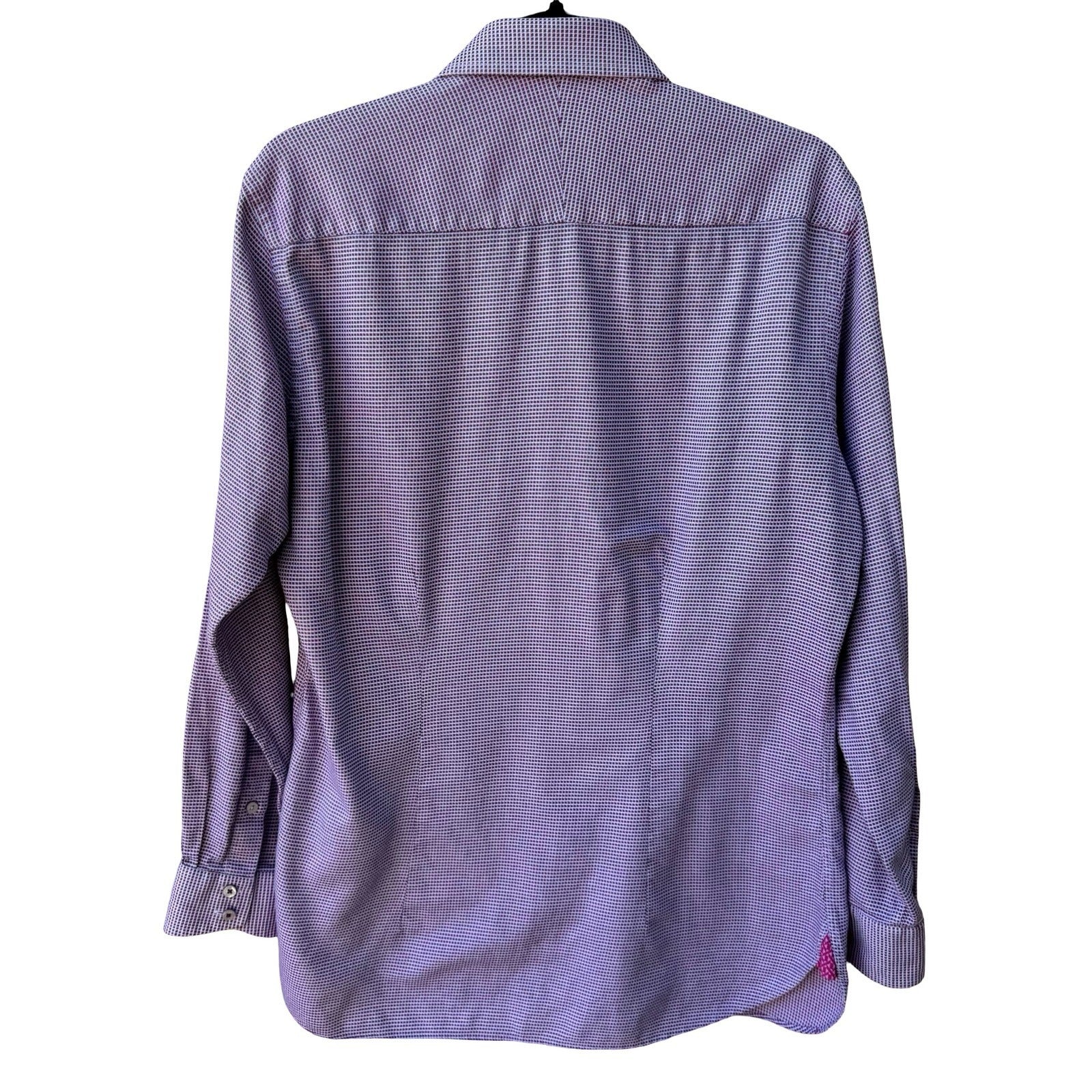 Ted Baker Endurance Preppy Micro Check Dress Shirt Purple Tailored Dandy Mens M