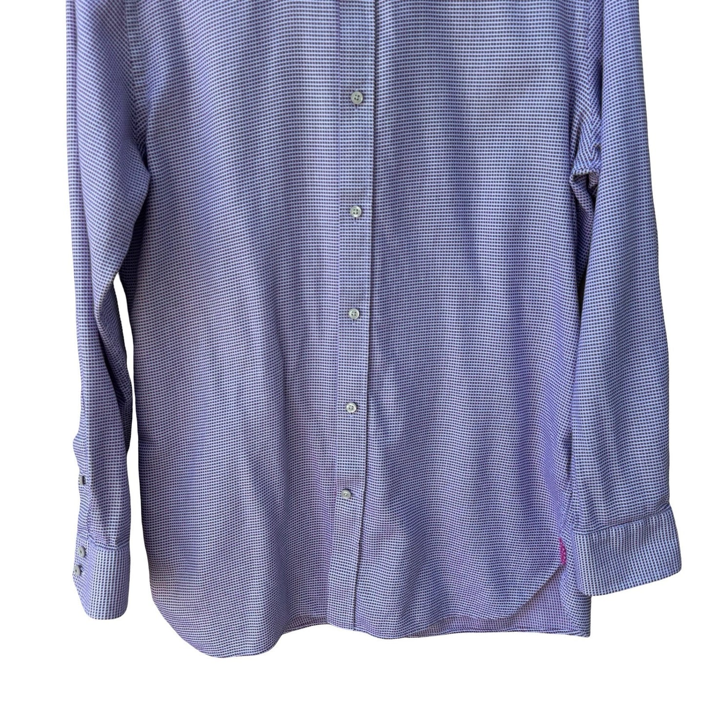 Ted Baker Endurance Preppy Micro Check Dress Shirt Purple Tailored Dandy Mens M