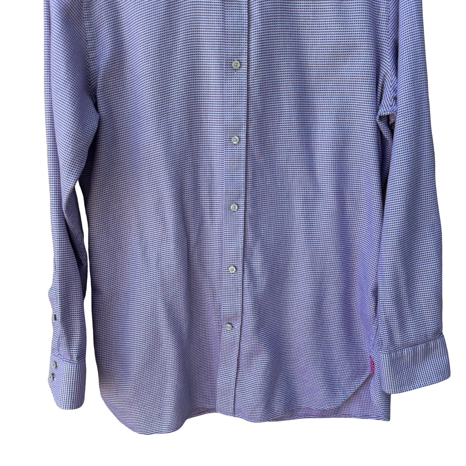 Ted Baker Endurance Preppy Micro Check Dress Shirt Purple Tailored Dandy Mens M