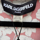 Switch Karl Lagerfeld Paris Womens Red White Floral Cowl Neck Pearl Accent Top Size L 2 image