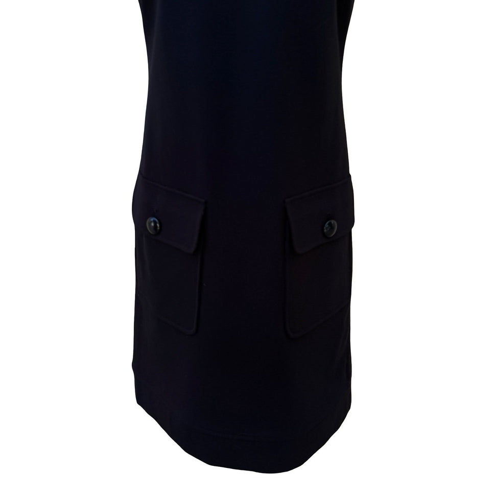Cynthia Steffe Mod 60s Style Minimalist Shift Dress Patent Zipper Trim LBD 2