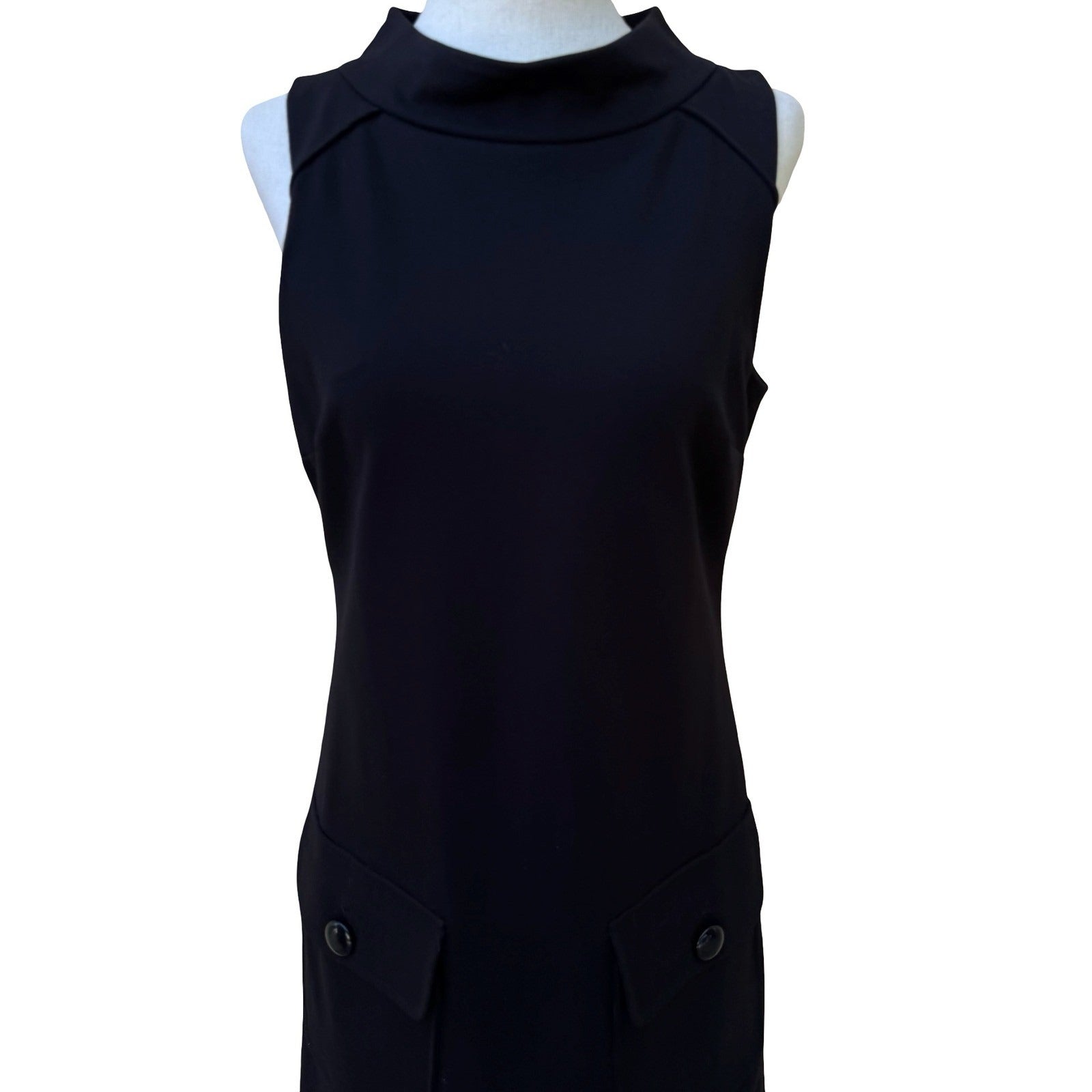 Cynthia Steffe Mod 60s Style Minimalist Shift Dress Patent Zipper Trim LBD 2