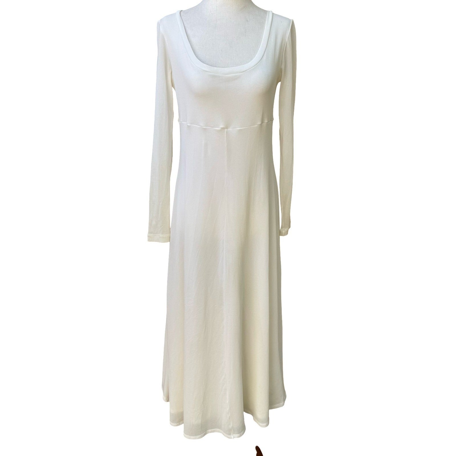 BCBG Y2K Minimalist Ethereal Coquette Empire Waist Faireycore Maxi Dress Cream