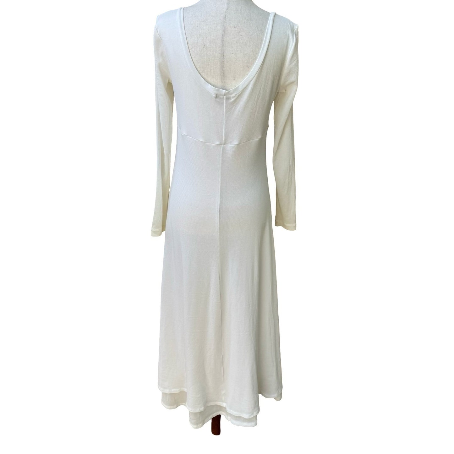 BCBG Y2K Minimalist Ethereal Coquette Empire Waist Faireycore Maxi Dress Cream