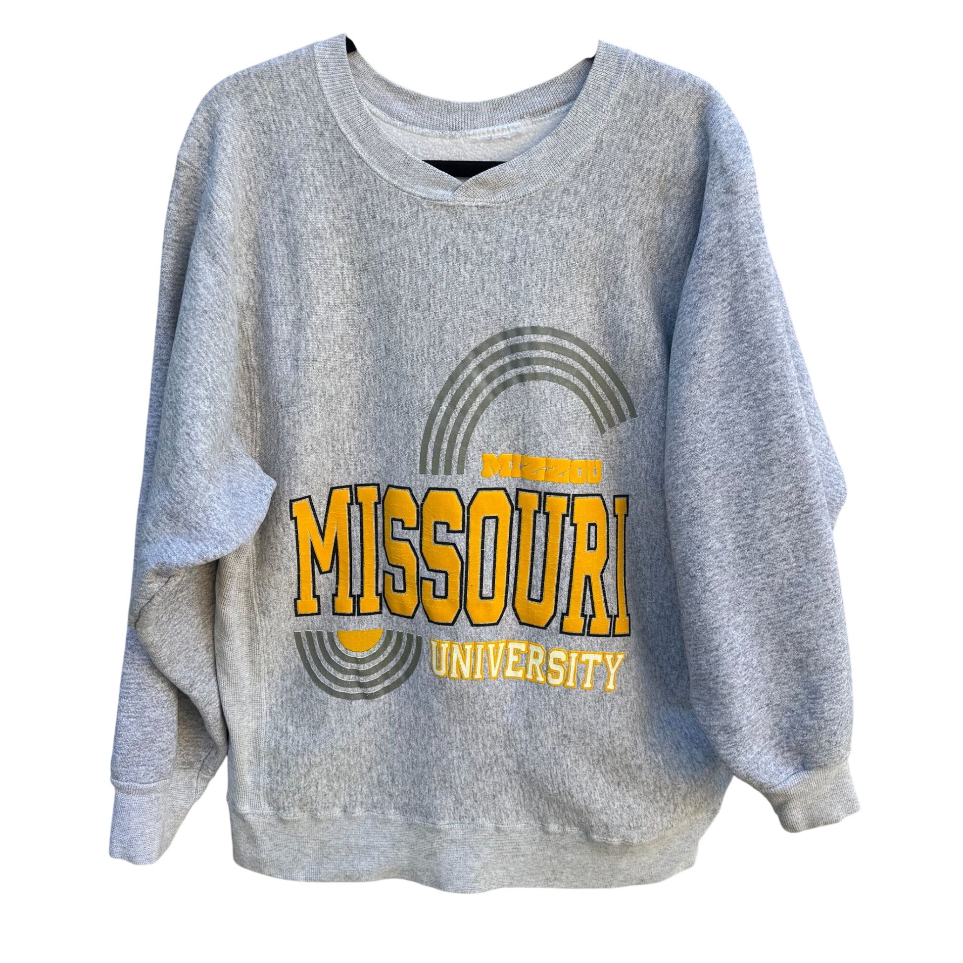 Mizzou U of Missouri Russell Athletic Vintage Gray Sweatshirt Crewneck Pullover