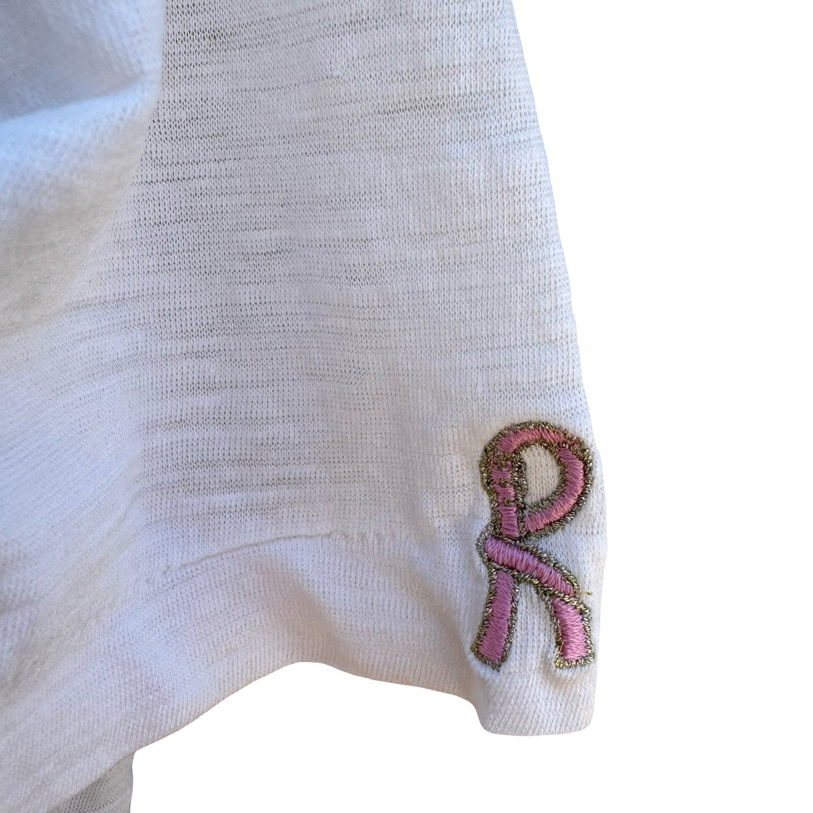 Richard Vintage 80s White Slub Knit Polo Shirt Preppy Embroidered Tennis Mens M