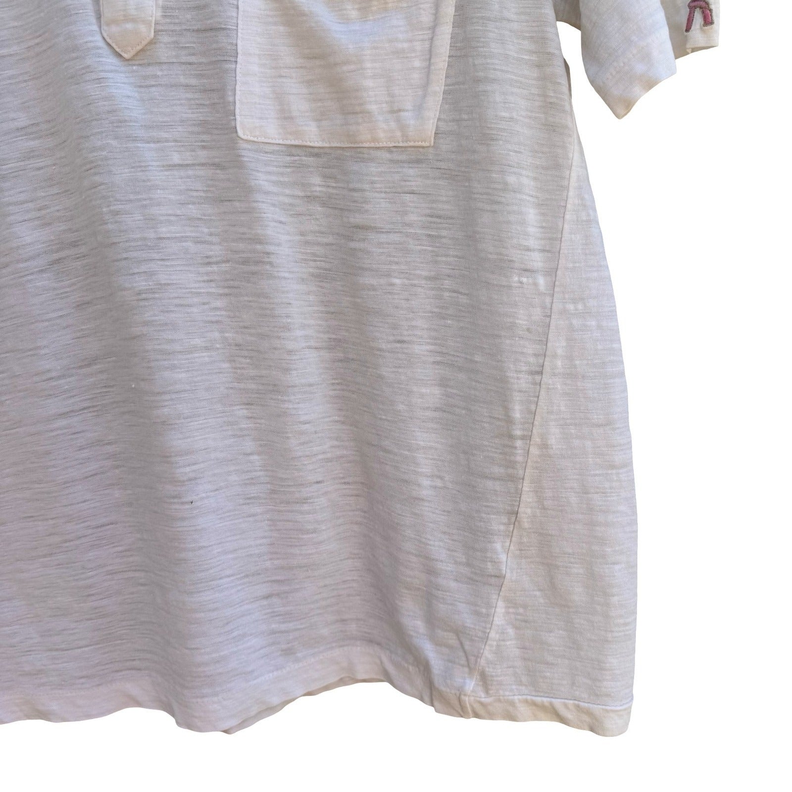 Richard Vintage 80s White Slub Knit Polo Shirt Preppy Embroidered Tennis Mens M