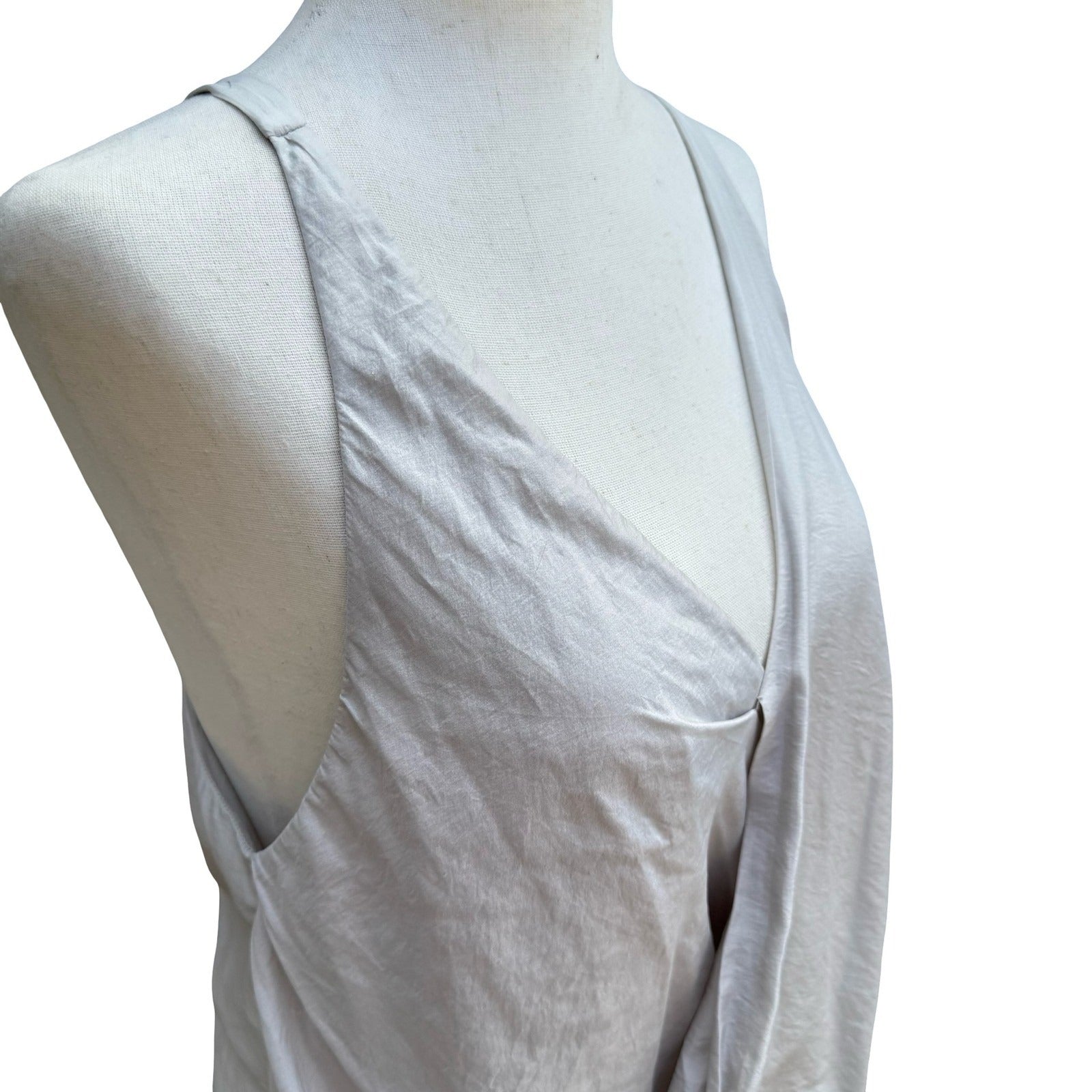 Helmut Lang Avant Garde Minimalist Draped Wrap Sleeveless Asymmetric Top Grey S