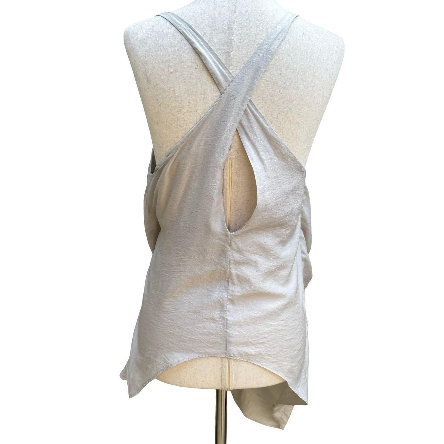 Helmut Lang Avant Garde Minimalist Draped Wrap Sleeveless Asymmetric Top Grey S