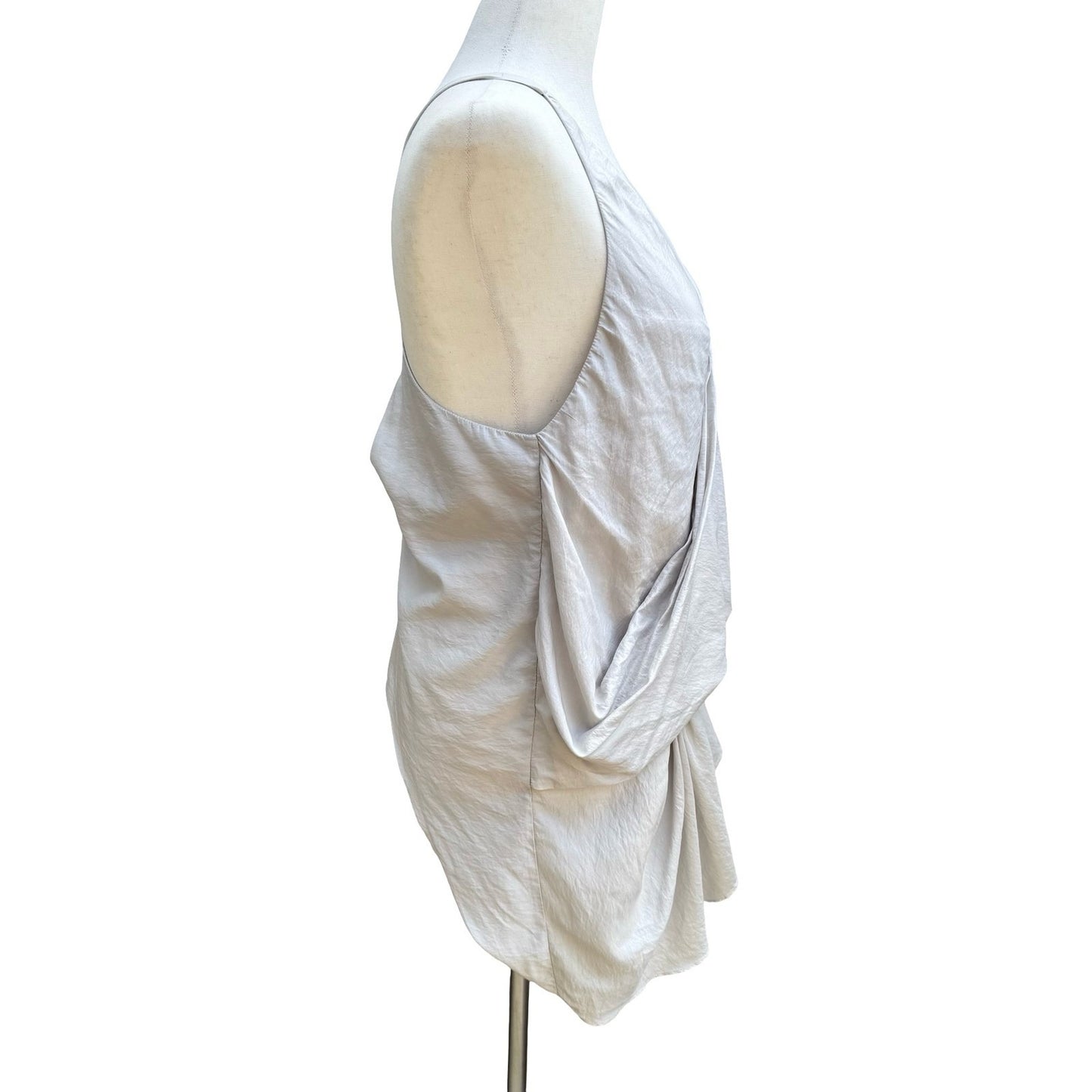 Helmut Lang Avant Garde Minimalist Draped Wrap Sleeveless Asymmetric Top Grey S
