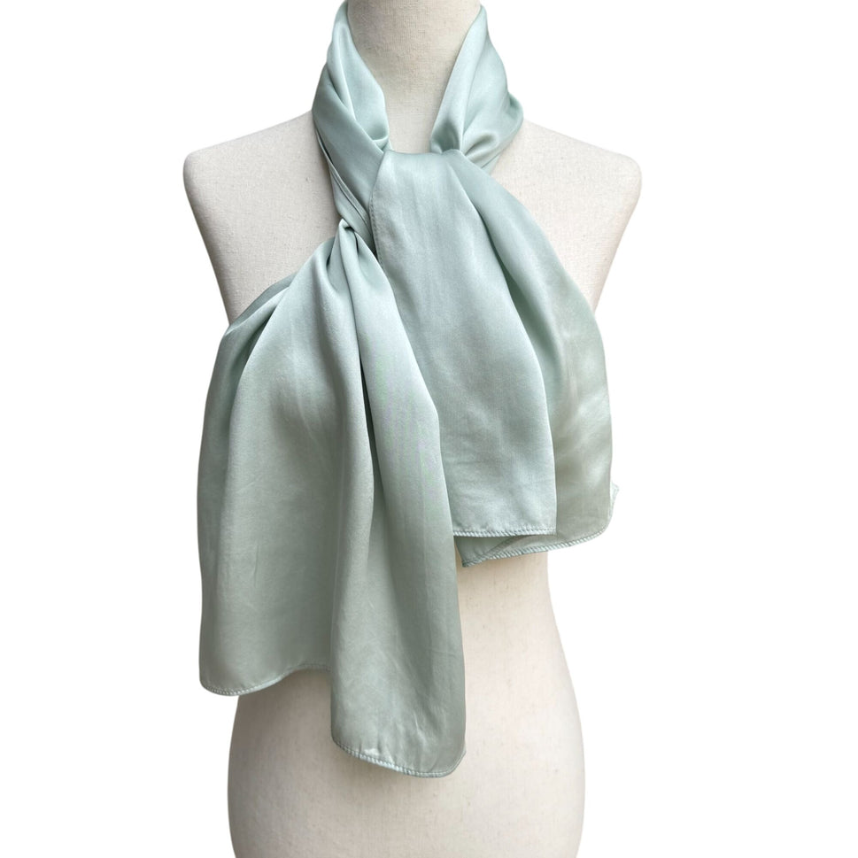 Vintage Womens Light Green Rectangle Silk Luxury Designer Scarf Wrap Shawl