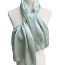Switch Vintage Womens Light Green Rectangle Silk Luxury Designer Scarf Wrap Shawl 2 image