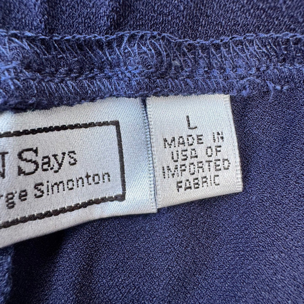 Simonton Says Wide Leg Flowy Palazzo Pants Navy L Coastal Minimalist Office Wear