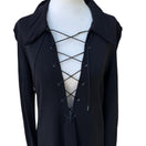 Switch BCBG Max Azria Y2K Goth Whismigoth Black Lace Up Witchy Grunge Minimalist Shirt 3 image