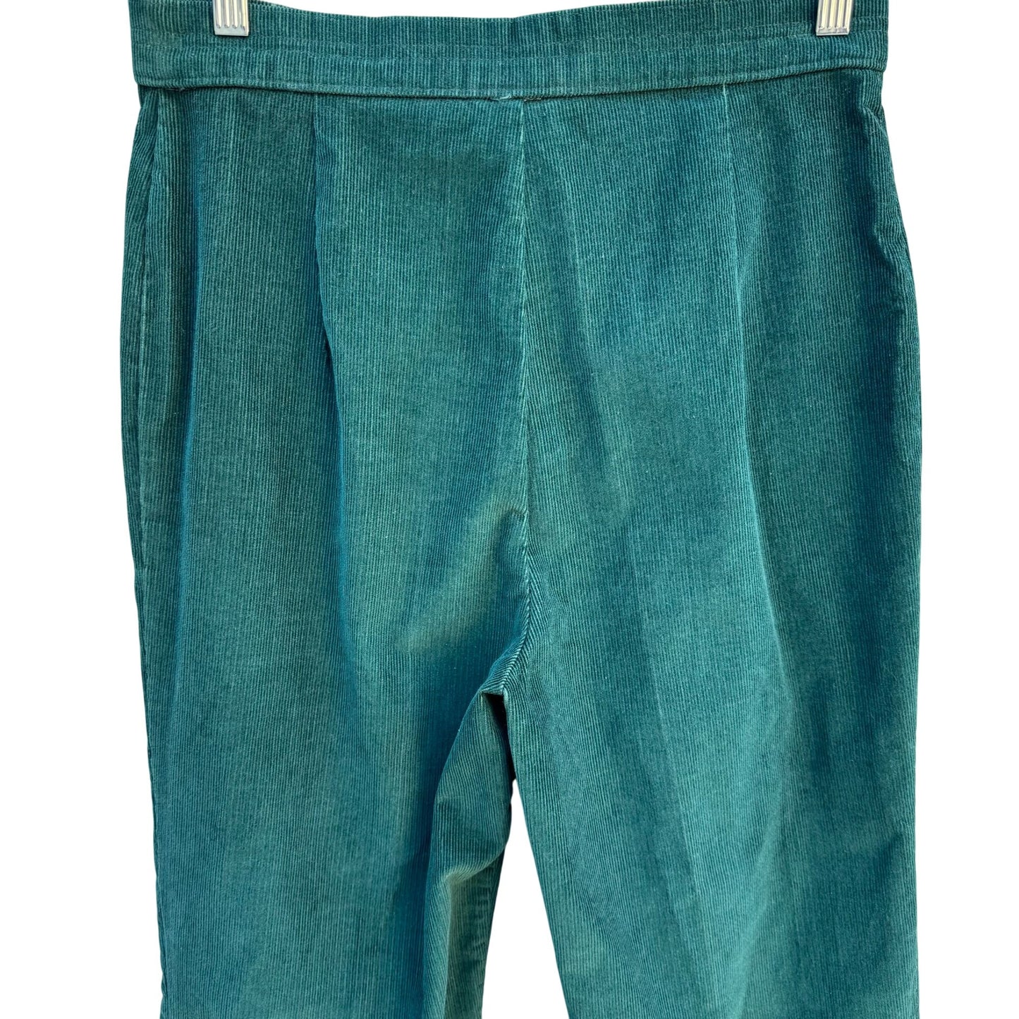 Sears Vintage 70s Green Corduroy Pants Tall 14 High Waist Straight Leg Retro