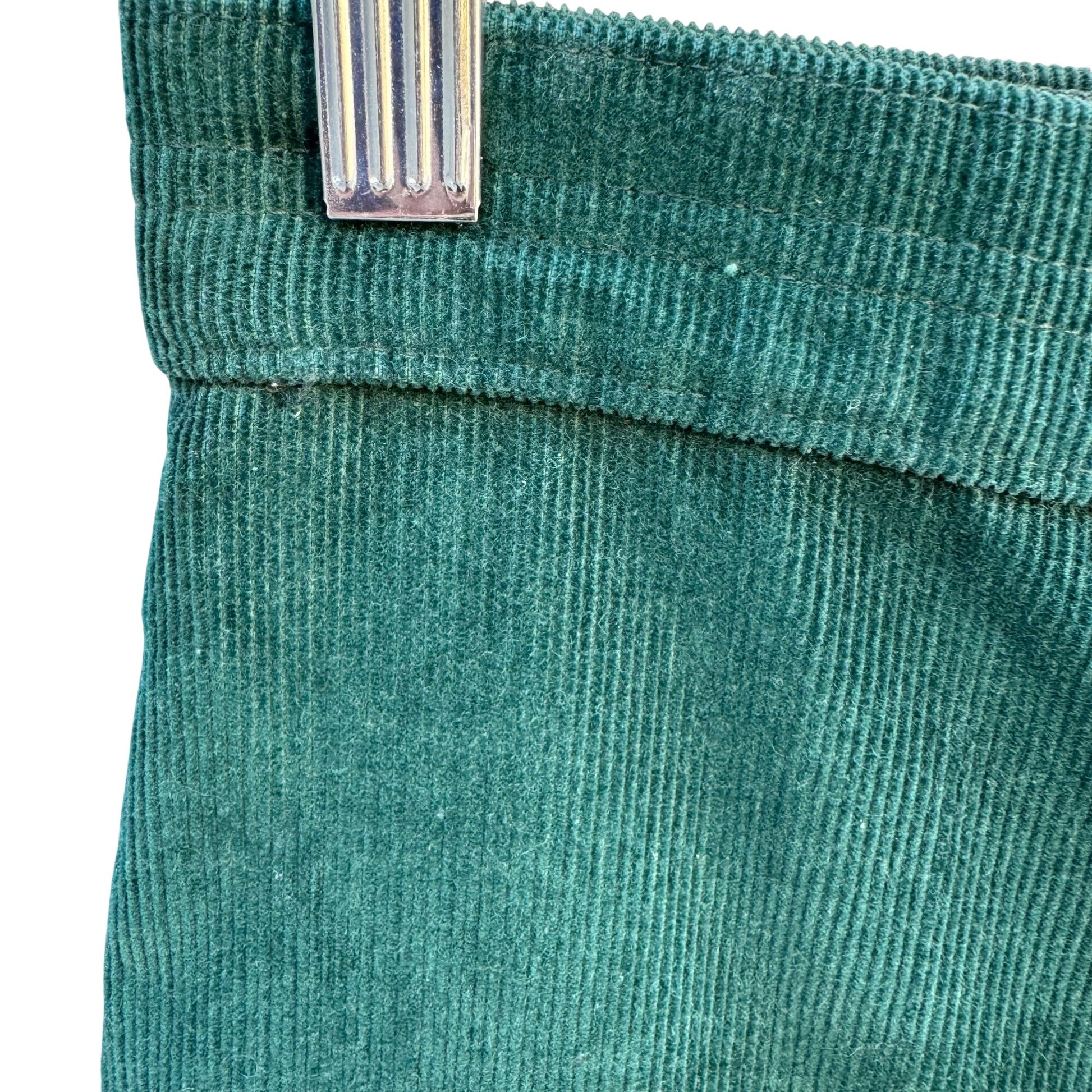 Sears Vintage 70s Green Corduroy Pants Tall 14 High Waist Straight Leg Retro