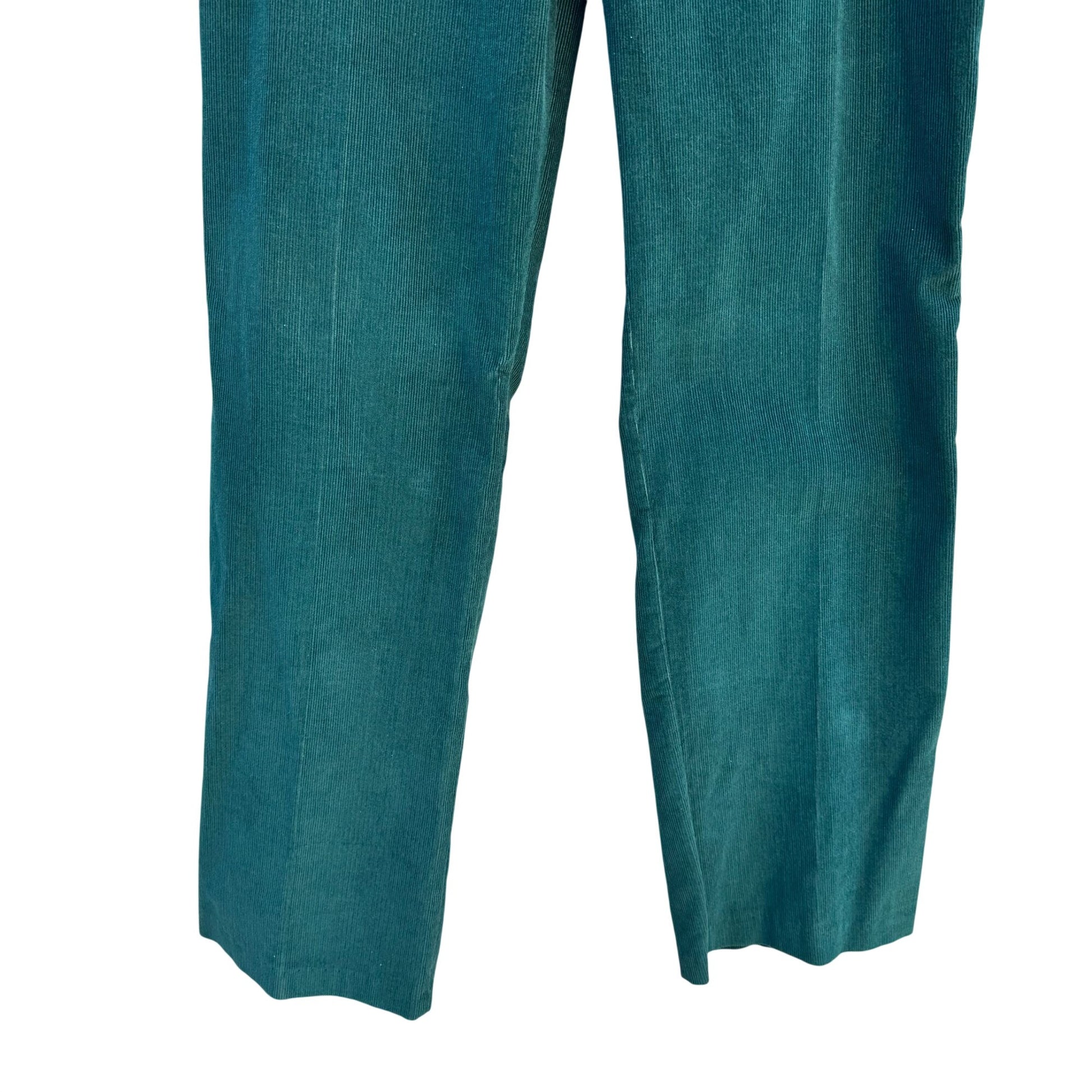 Sears Vintage 70s Green Corduroy Pants Tall 14 High Waist Straight Leg Retro