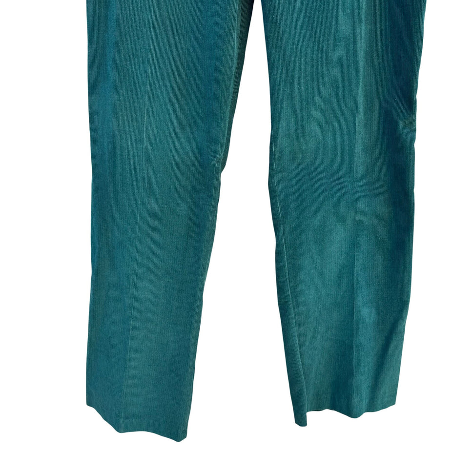 Sears Vintage 70s Green Corduroy Pants Tall 14 High Waist Straight Leg Retro