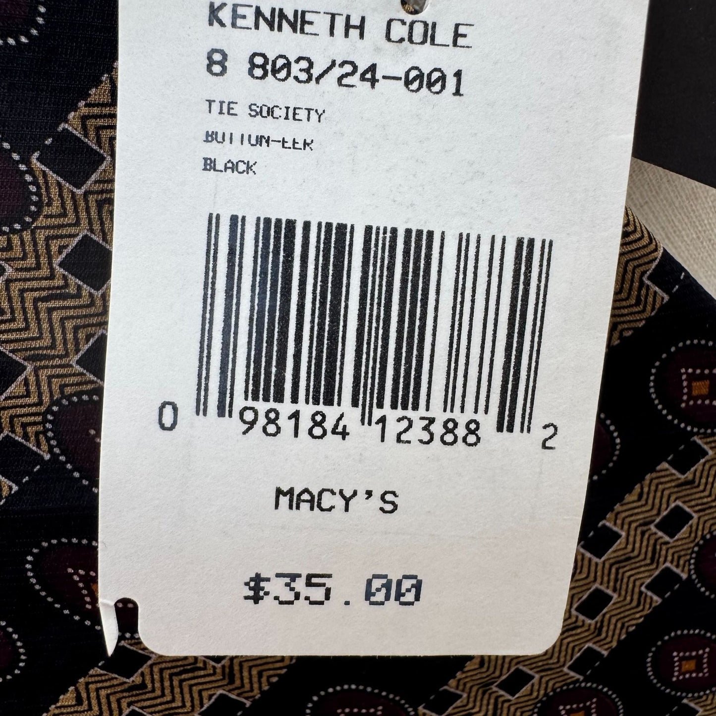 Kenneth Cole New York Mens Geometric Tie Society Silk Neckwear Necktie - New