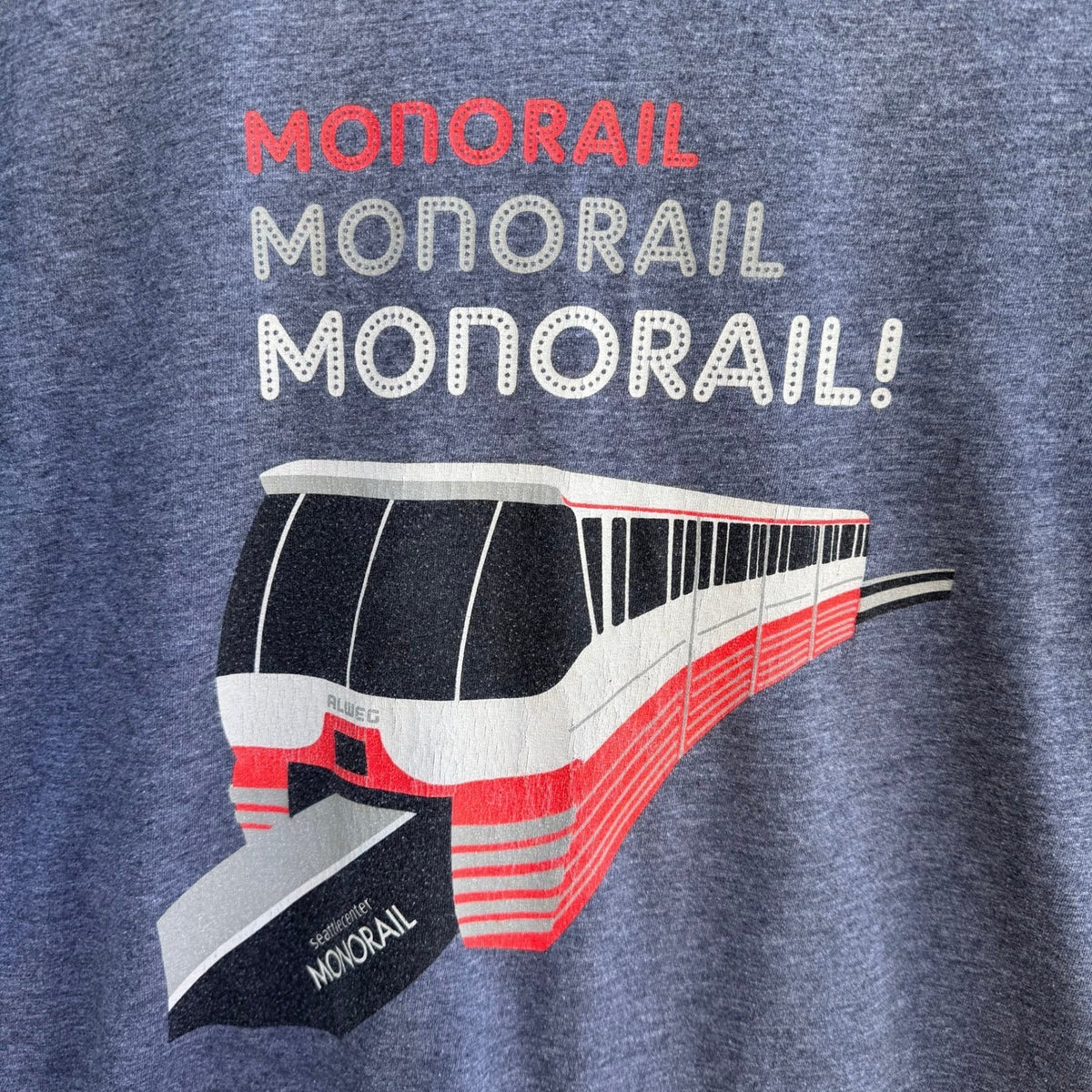 Seattle Center Monorail Gildan Softstyle PNW Train Graphic T-Shirt Gray Mens L