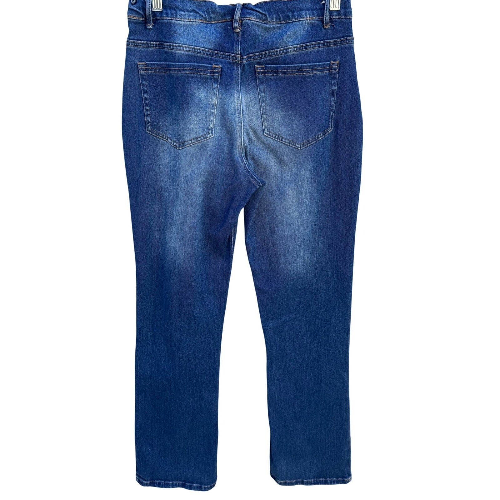 Diane Gilman DG2 Womens 6 Medium Wash Straight Leg Stretch Wiskered Faded Jeans