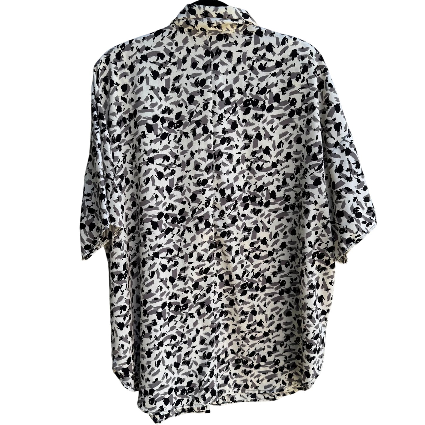 Roberta Di Castelli Vintage Womens Button-Up Black Gray Abstract Print Blouse 3X