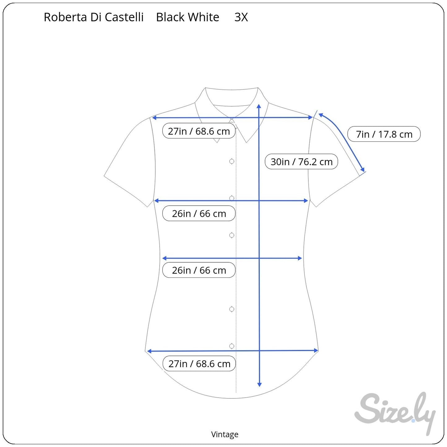 Roberta Di Castelli Vintage Womens Button-Up Black Gray Abstract Print Blouse 3X