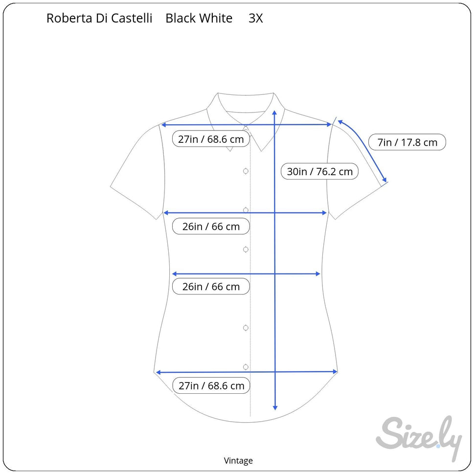 Roberta Di Castelli Vintage Womens Button-Up Black Gray Abstract Print Blouse 3X