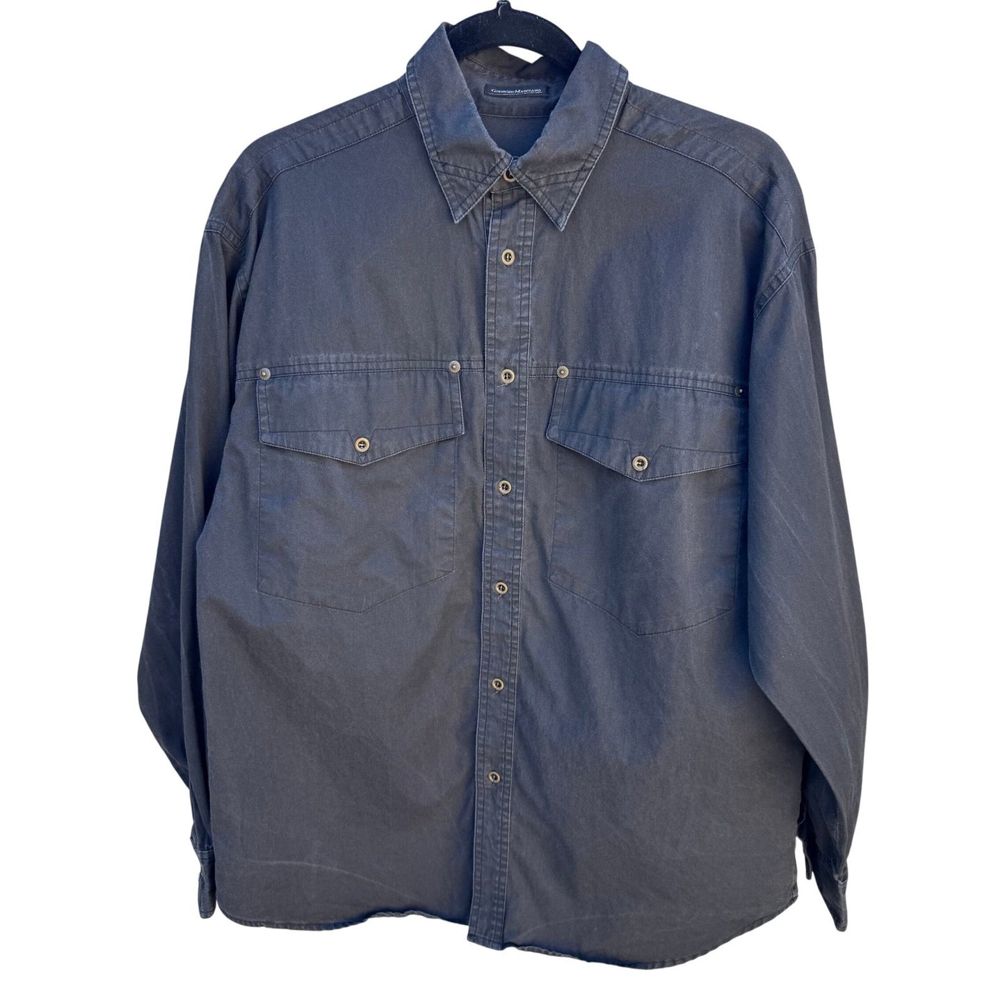 Georges Marciano Vintage Mens M Charcoal Long Sleeve Button Down Utility Shirt