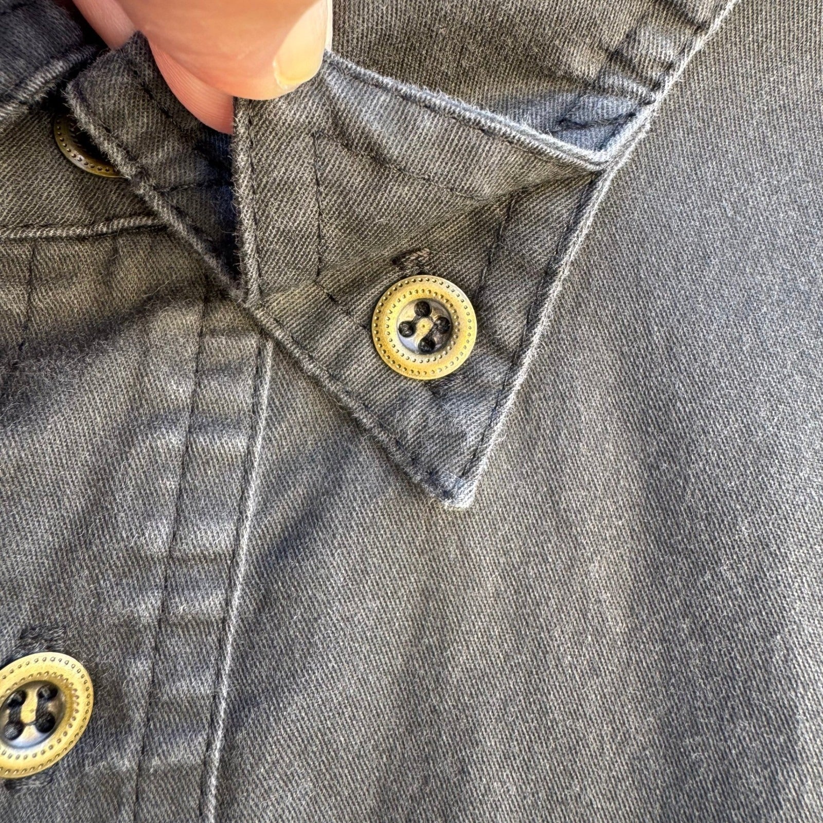 Georges Marciano Vintage Mens M Charcoal Long Sleeve Button Down Utility Shirt