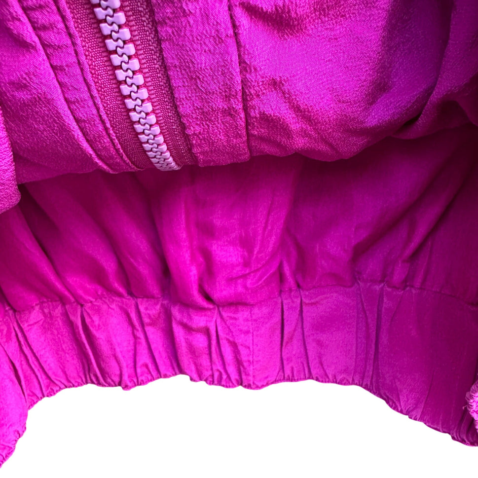 Janice David Vintage 80s PInk Silk Abstract Beaded Bomber Jacket Wearable Art S