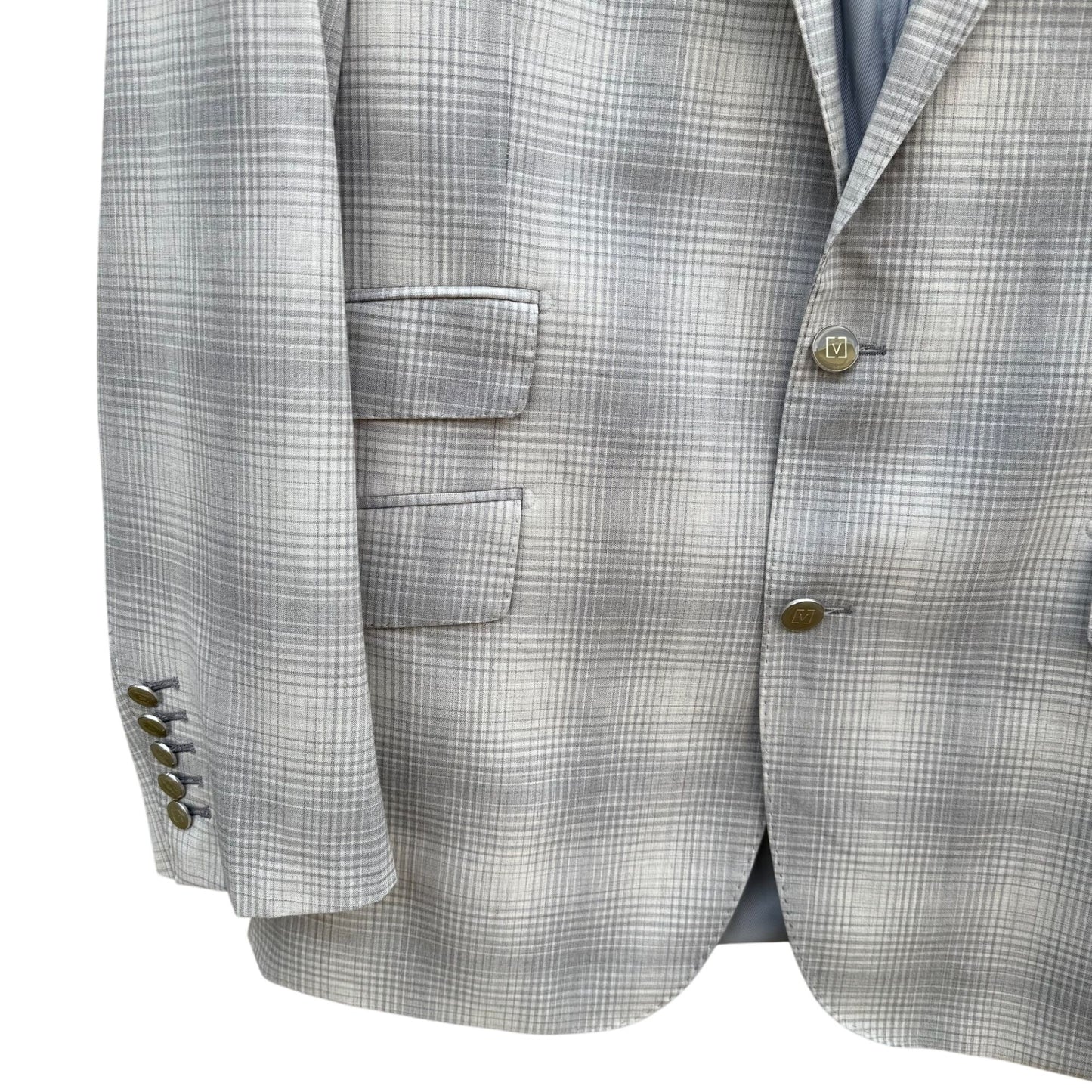 Sergio Valentino Firenze Italian Super 150s Wool Mens 3-Piece Gray Plaid Suit