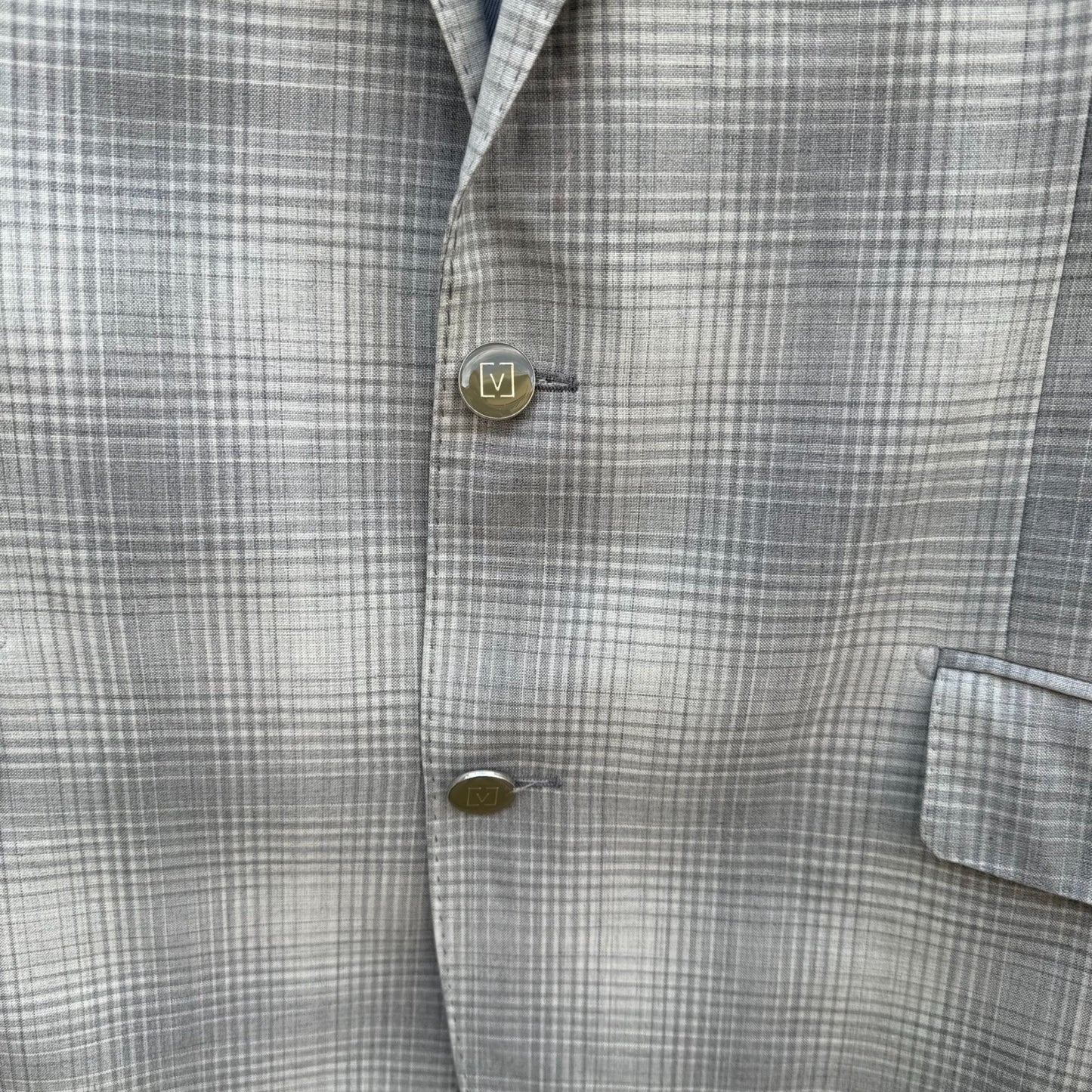 Sergio Valentino Firenze Italian Super 150s Wool Mens 3-Piece Gray Plaid Suit