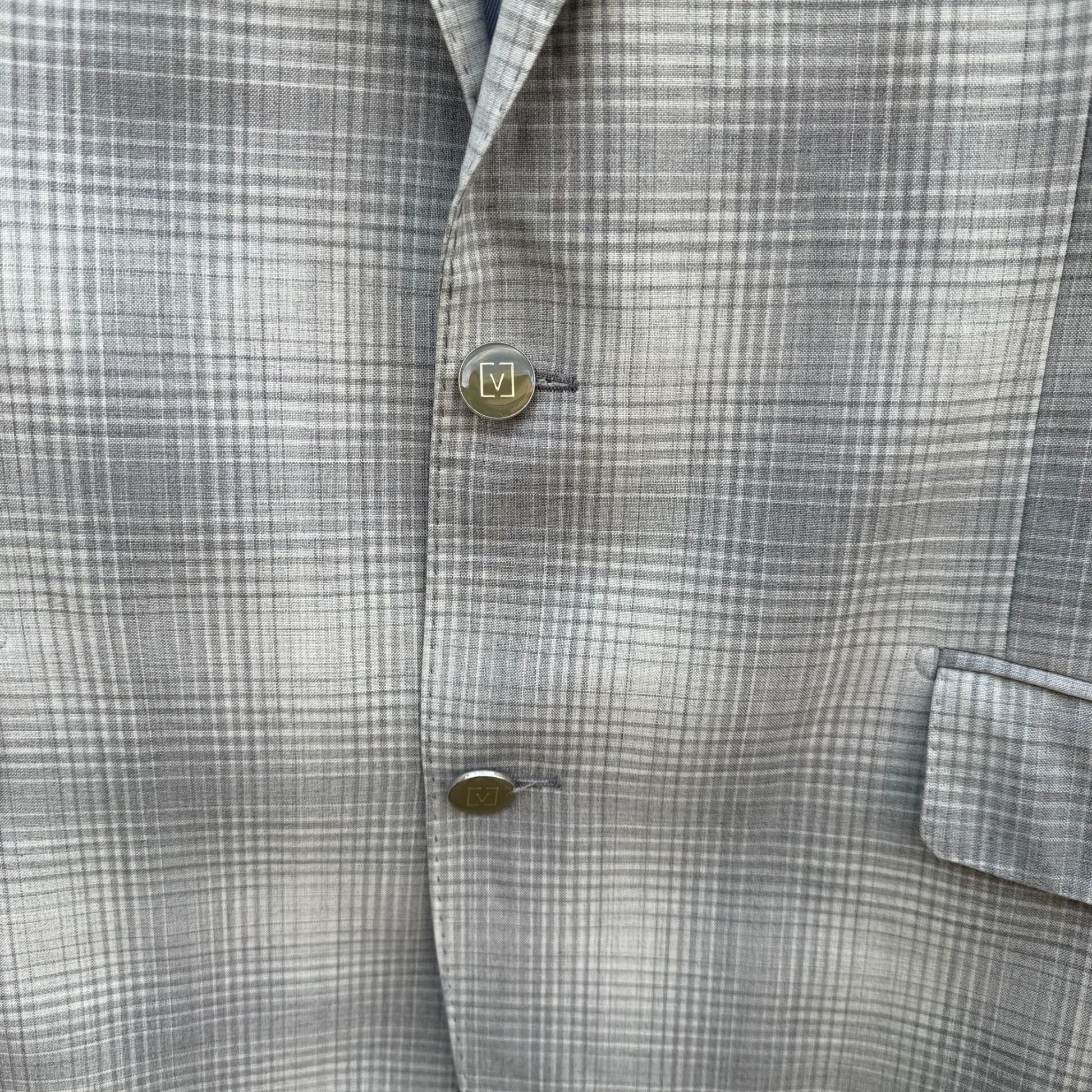 Sergio Valentino Firenze Italian Super 150s Wool Mens 3-Piece Gray Plaid Suit