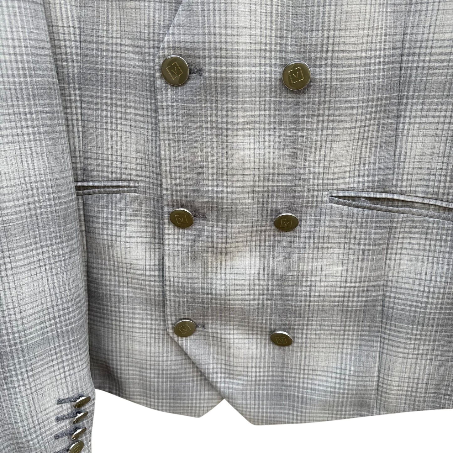 Sergio Valentino Firenze Italian Super 150s Wool Mens 3-Piece Gray Plaid Suit