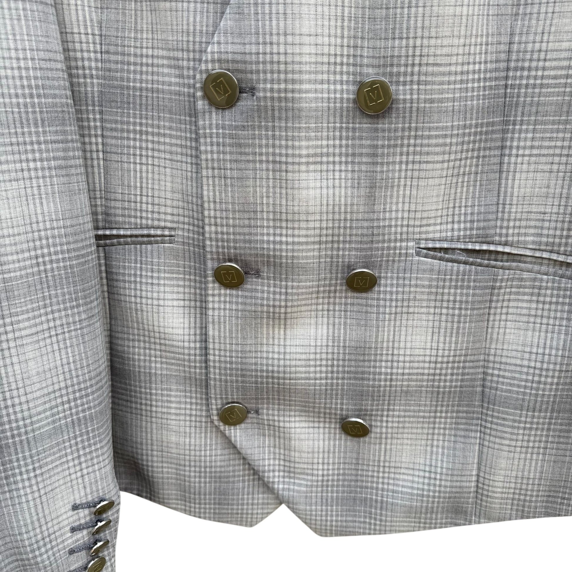 Sergio Valentino Firenze Italian Super 150s Wool Mens 3-Piece Gray Plaid Suit