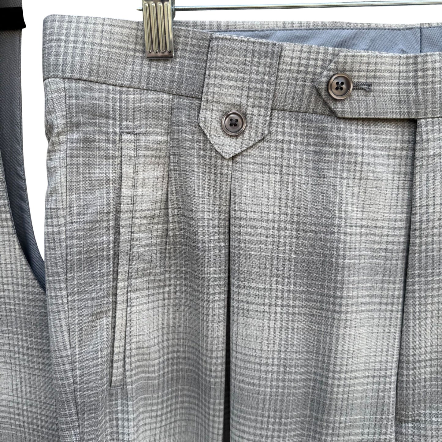 Sergio Valentino Firenze Italian Super 150s Wool Mens 3-Piece Gray Plaid Suit