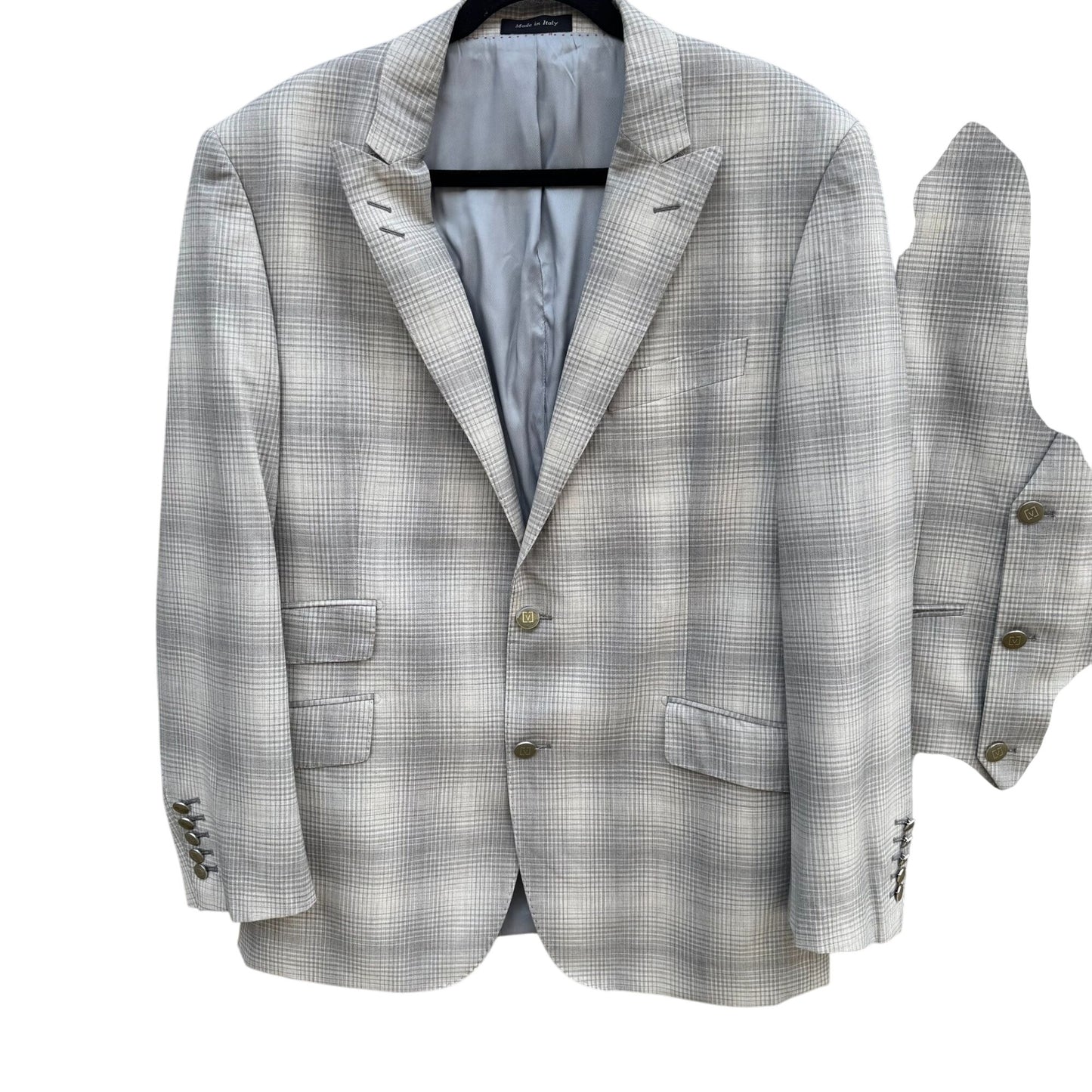 Sergio Valentino Firenze Italian Super 150s Wool Mens 3-Piece Gray Plaid Suit
