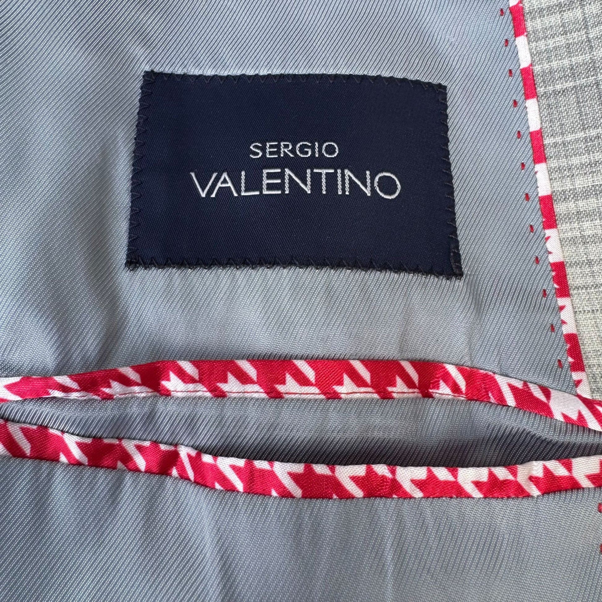 Sergio Valentino Firenze Italian Super 150s Wool Mens 3-Piece Gray Plaid Suit