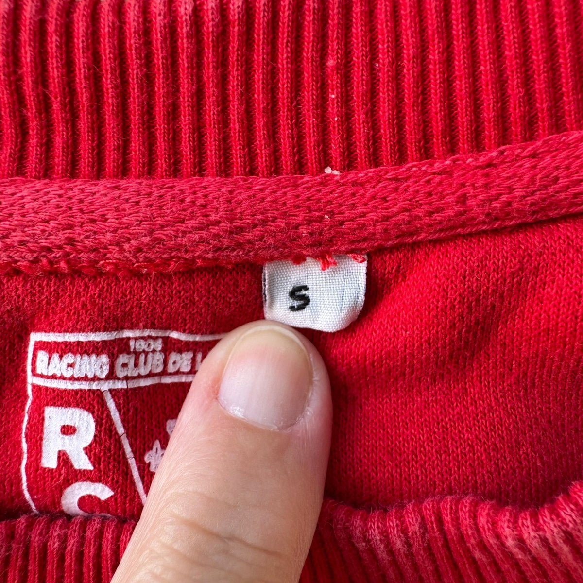 Racing Club De Lens 1906 Embossed Logo Soccer Football Sweatshirt Red Mens S