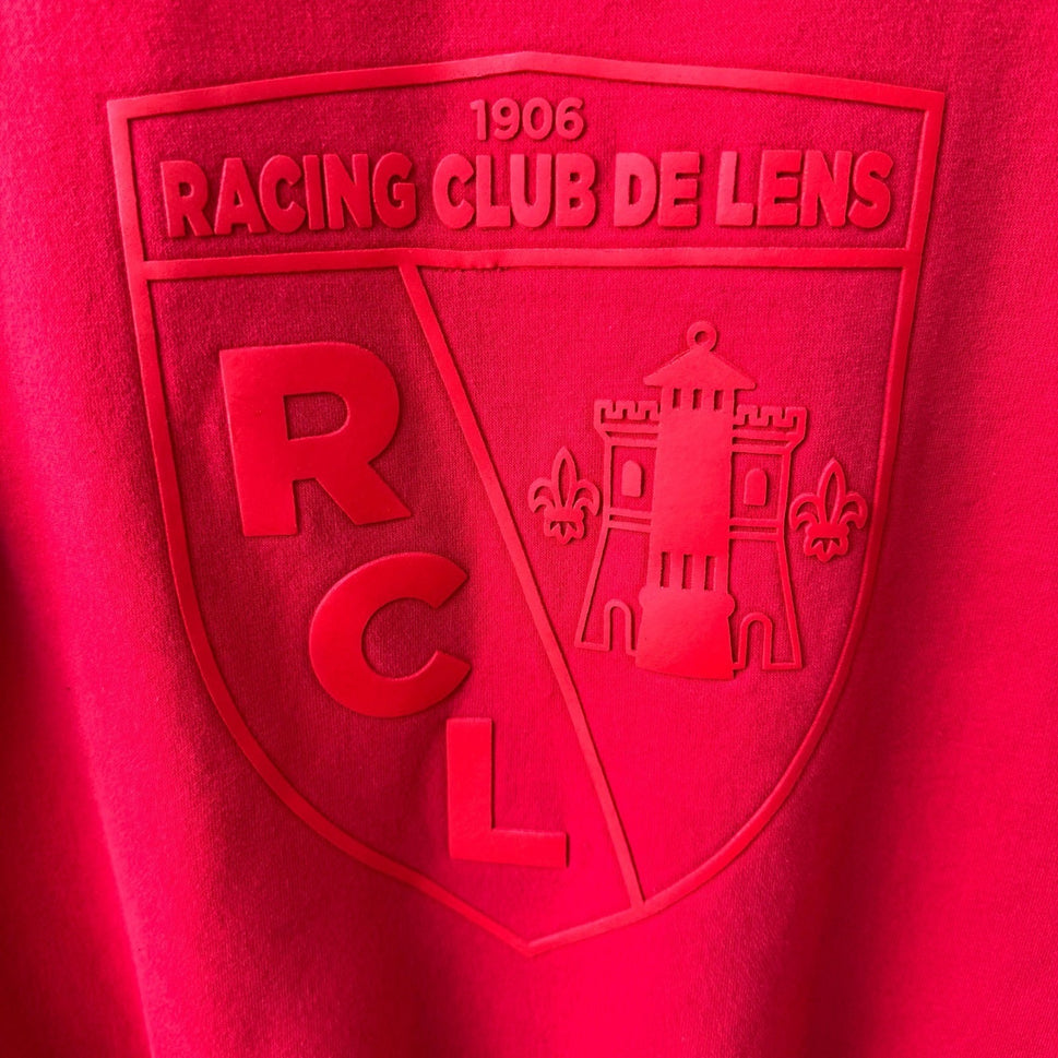 Racing Club De Lens 1906 Embossed Logo Soccer Football Sweatshirt Red Mens S