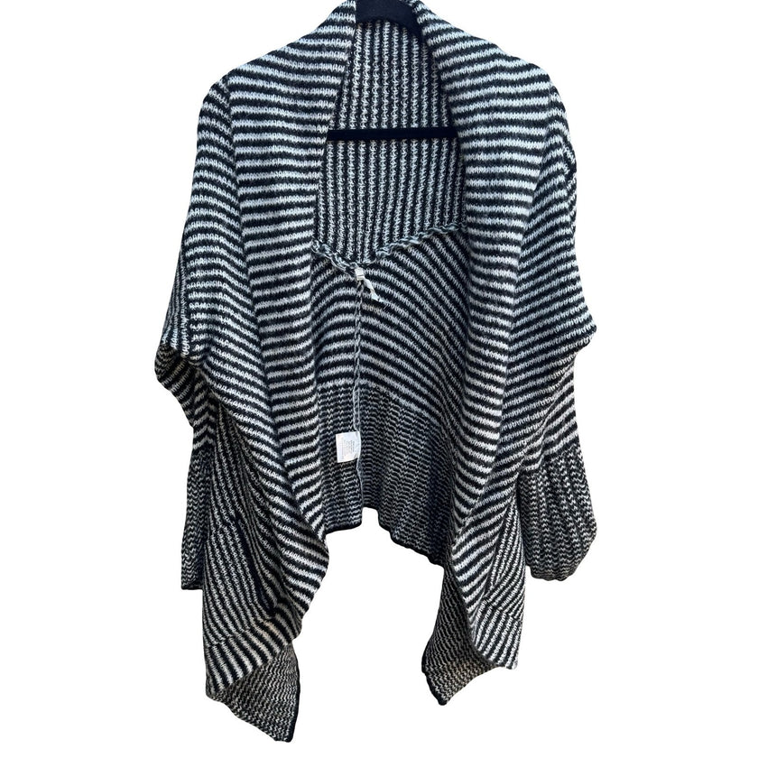 Willow & Clay Boho Layering Minimalist Striped Mohair Open Front Cardigan OS