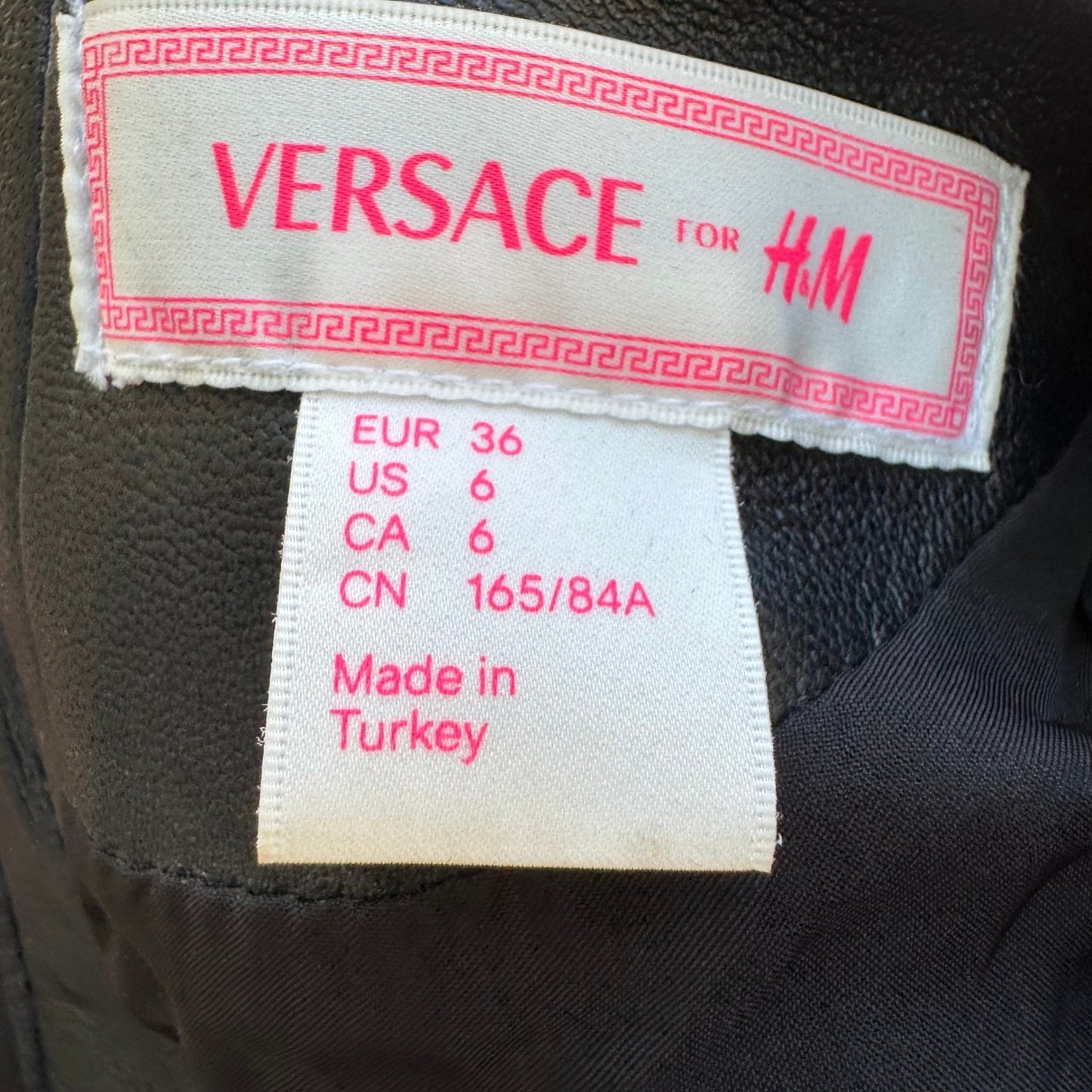 Versace for H&M Black Leather Studded Sleeveless Dress Gold Studs 6 2011 Collab
