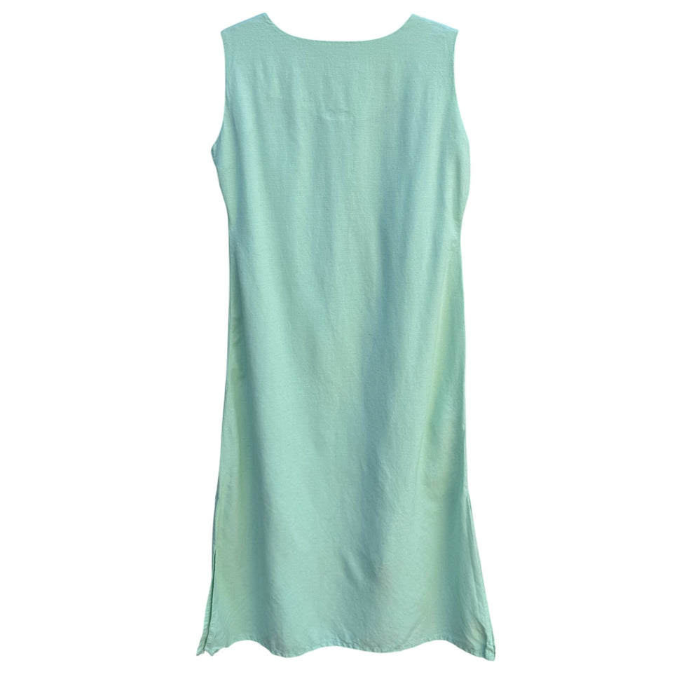 Azieno Womens Sleeveless Mint Green Unique Patchwork Embroidery Maxi Dress M