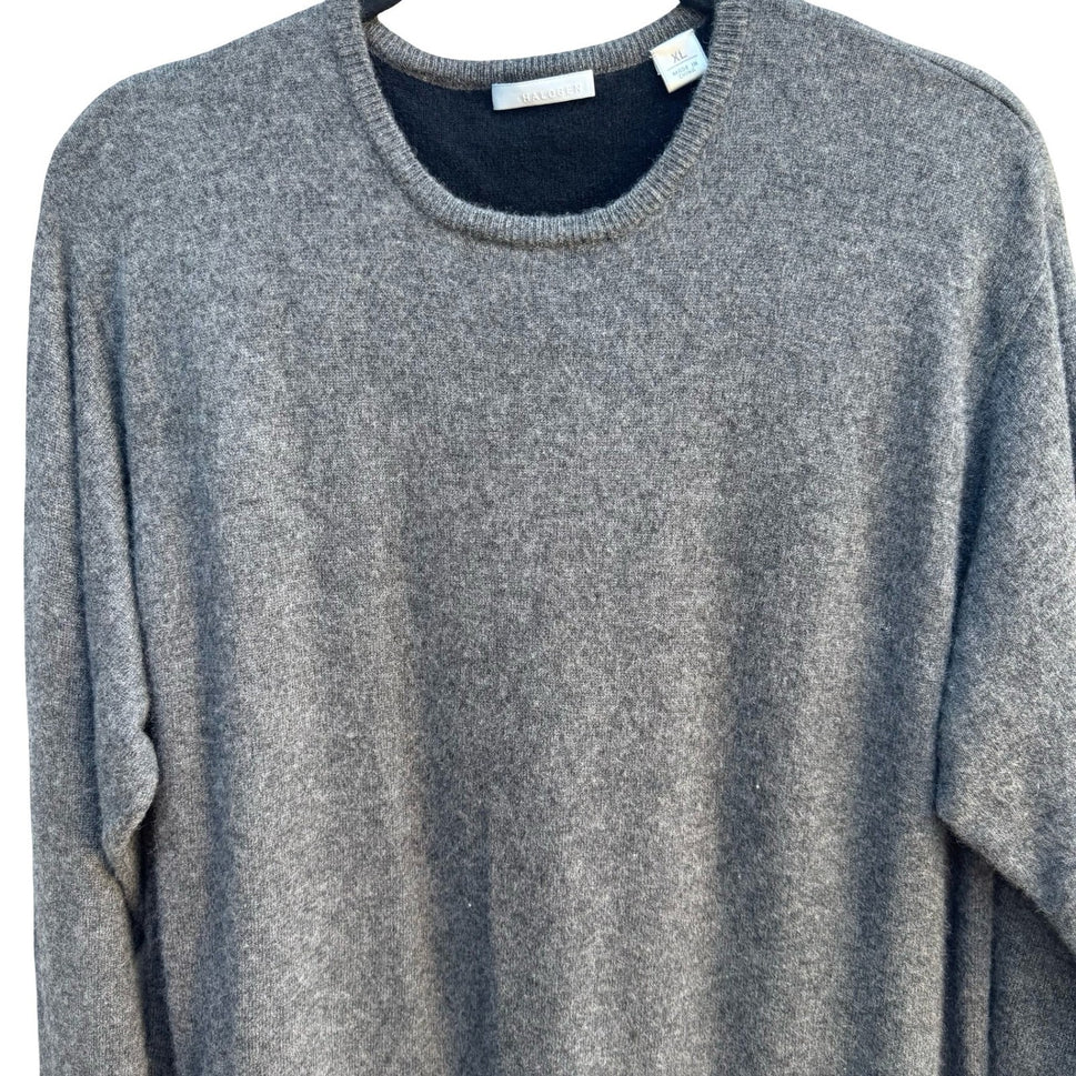 Halogen 100% Cashmere Quiet Luxury Minimalist Old Money Sweater Grey Mens XL