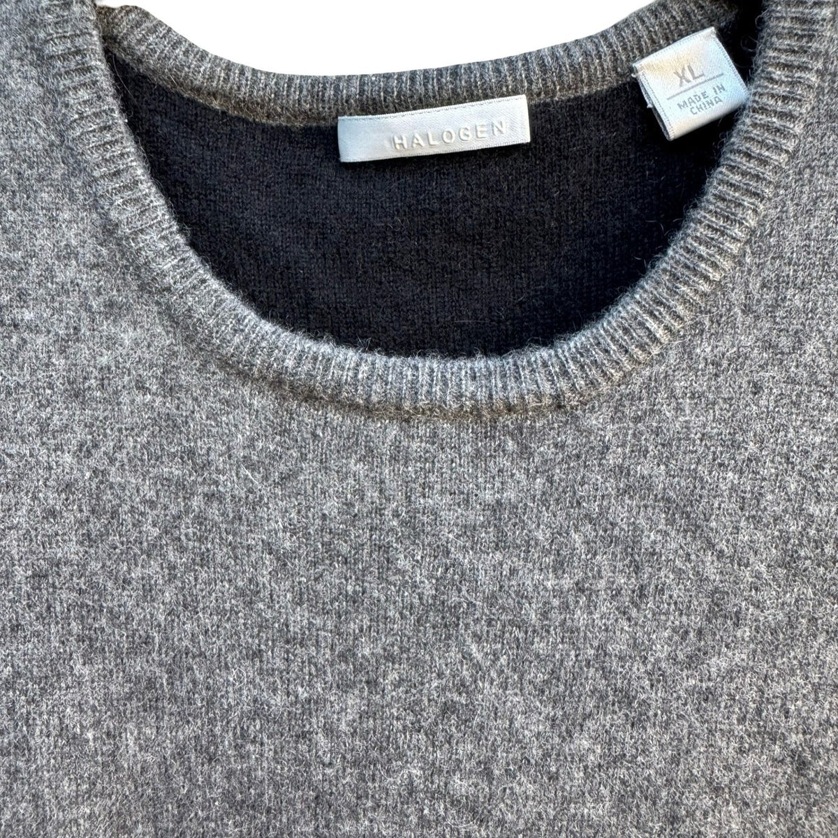 Halogen 100% Cashmere Quiet Luxury Minimalist Old Money Sweater Grey Mens XL