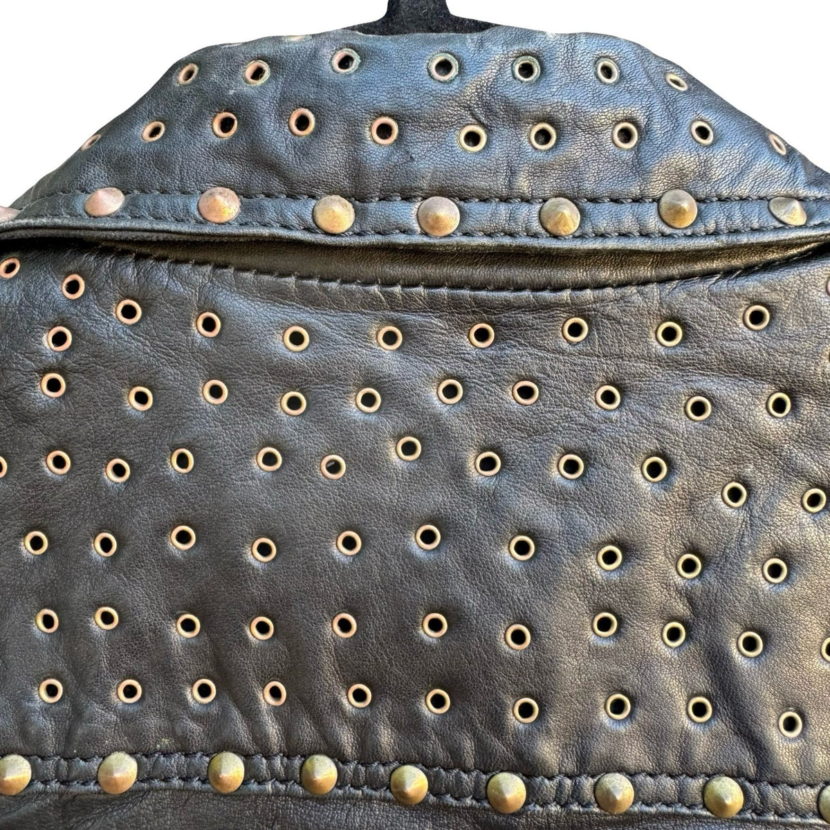 Zara Trafaluc Studded Rhinestone Lambskin Leather Moto Biker Punk Jacket Black S