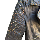 Switch Zara Trafaluc Studded Rhinestone Lambskin Leather Moto Biker Punk Jacket Black S 3 image