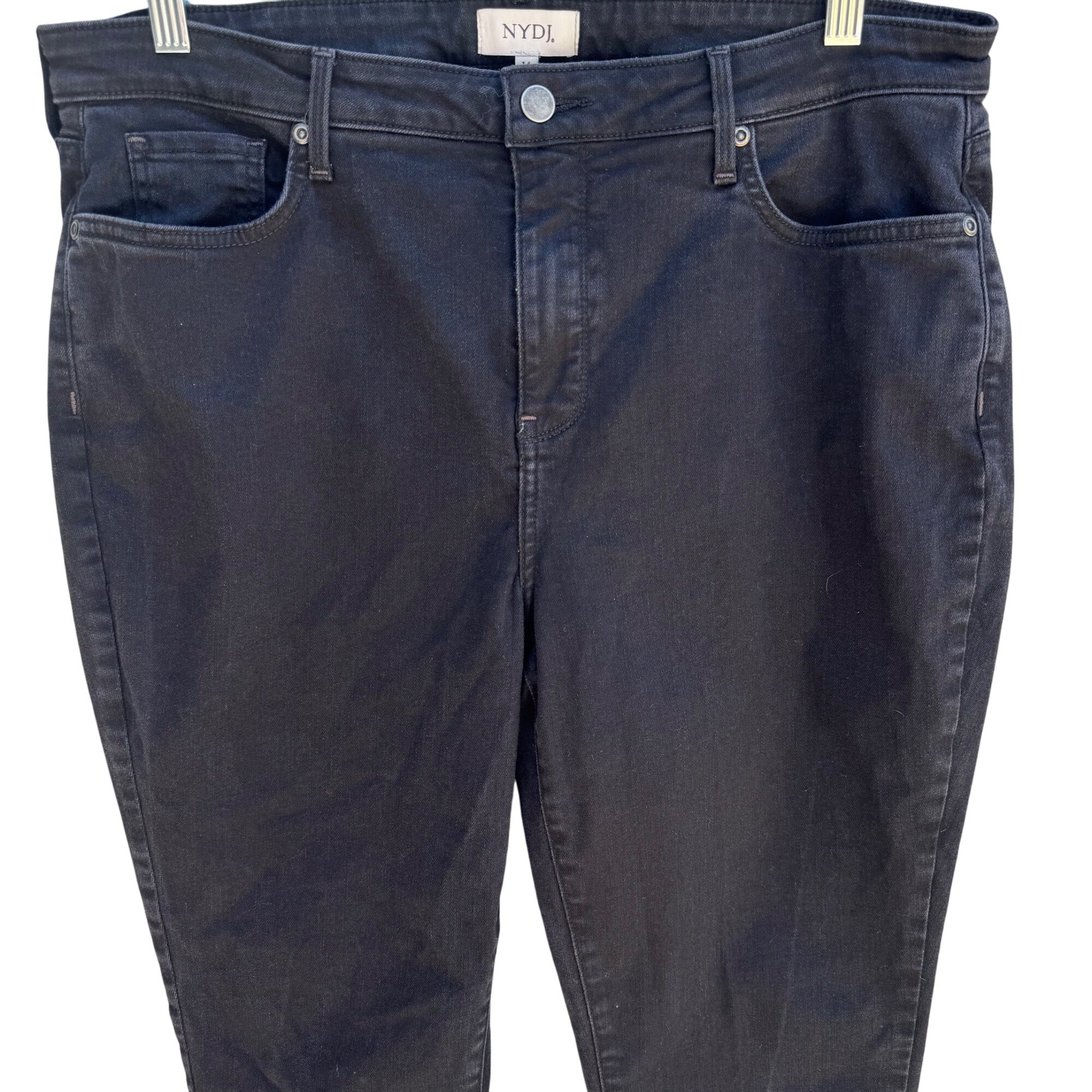 NYDJ Womens Lift Tuck Technology Black Denim Skinny Stretch Mid Rise Jeans 14