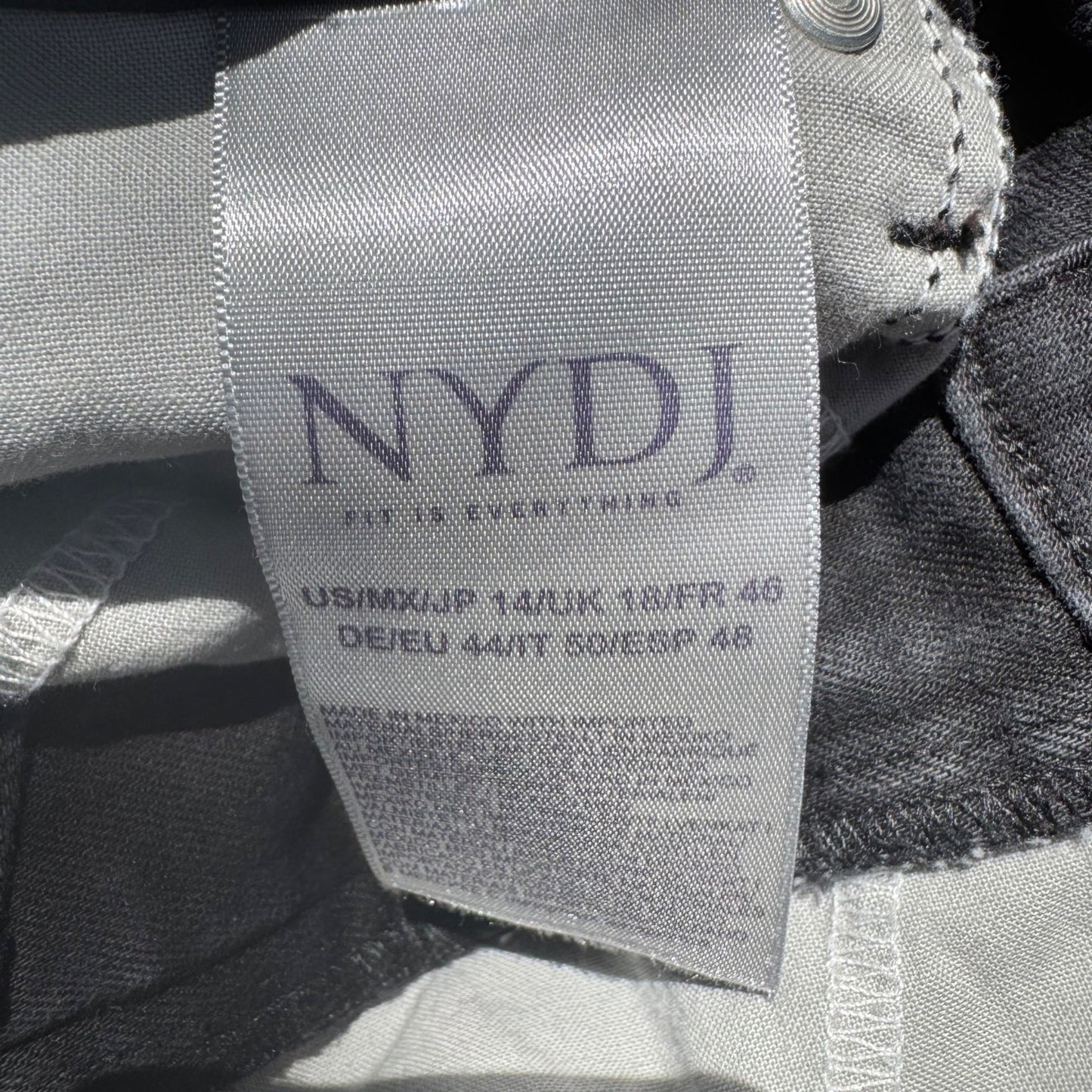 NYDJ Womens Lift Tuck Technology Black Denim Skinny Stretch Mid Rise Jeans 14